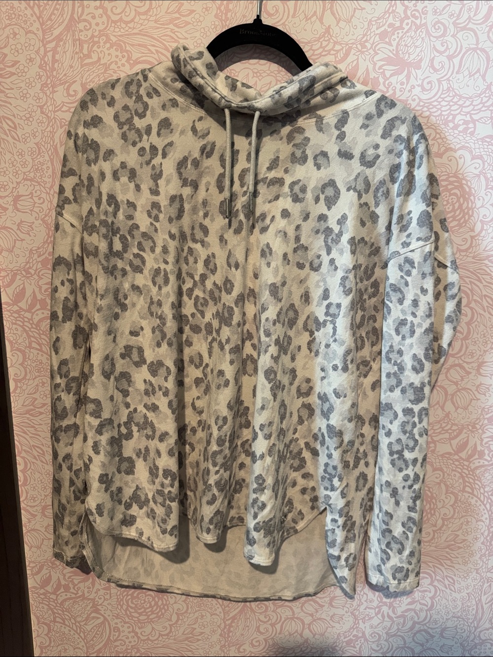 Calvin Klein Neutral Gray Leopard Print Hoodie